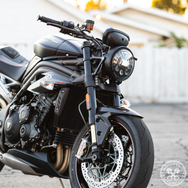 Motodemic Single LED And Round Halogen Headlight Conversion Kit For The